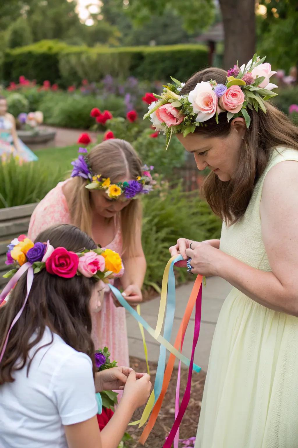 DIY fairy circlets craft offers a delightful activity for guests.