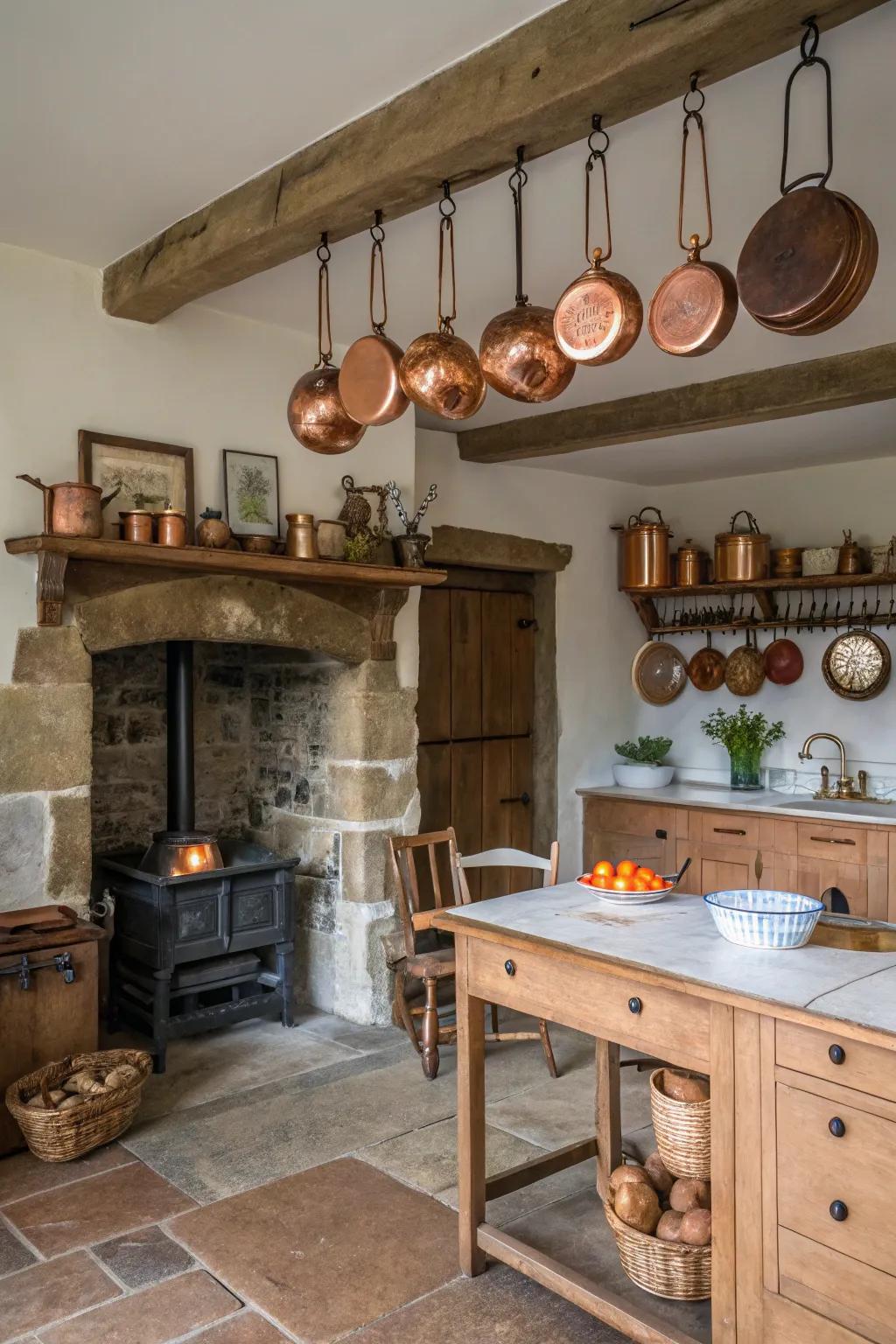 Copper features bring a warm, country touch.