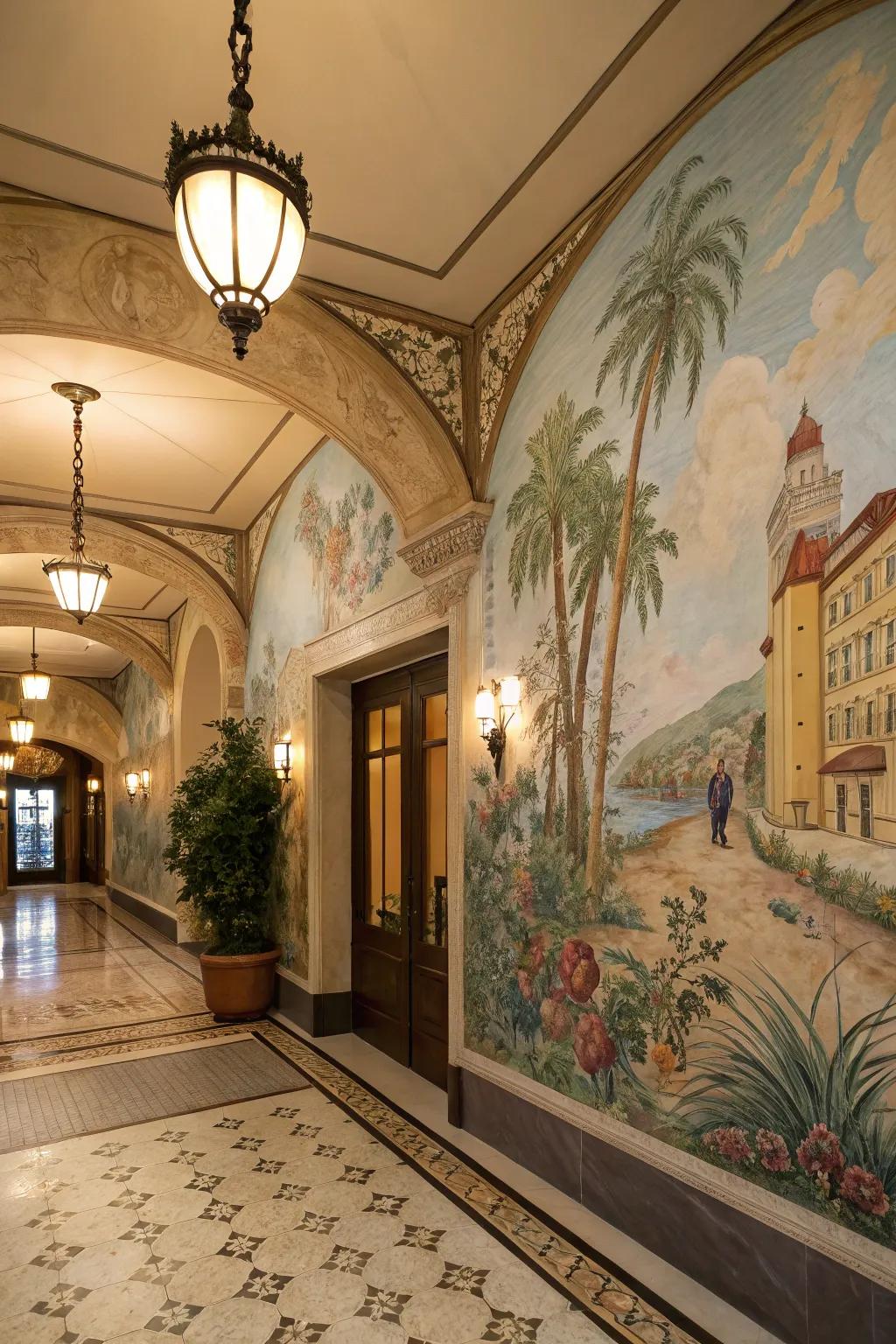 A hand-painted mural adds artistic flair to the entrance.