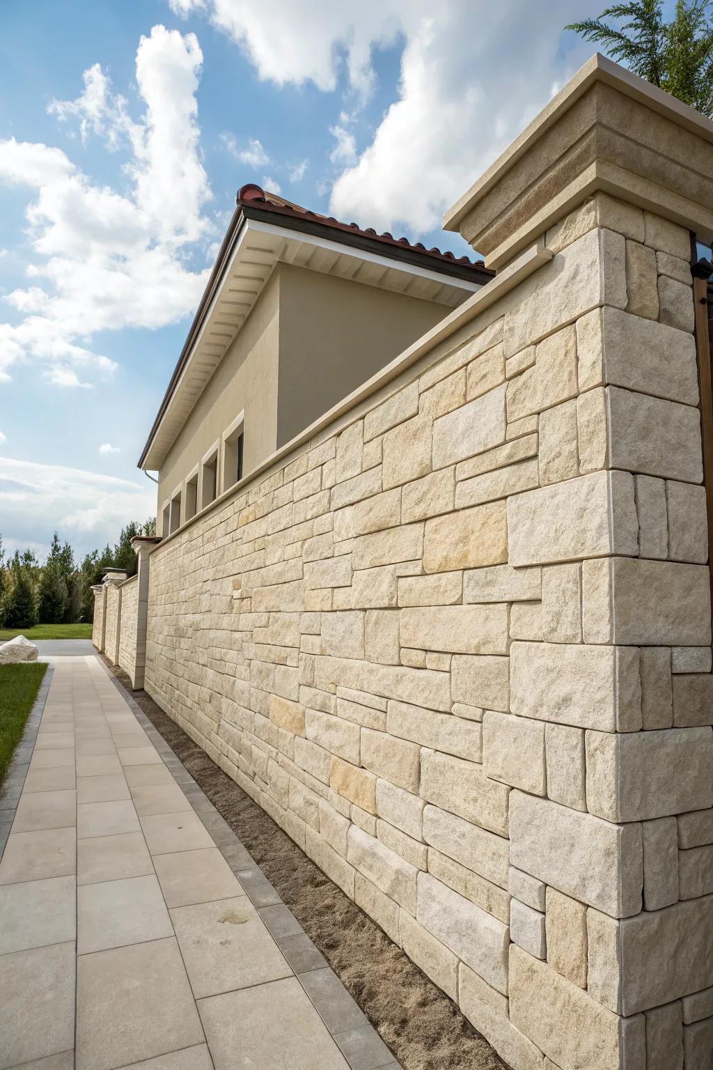 Stone veneer cladding captures timeless allure.