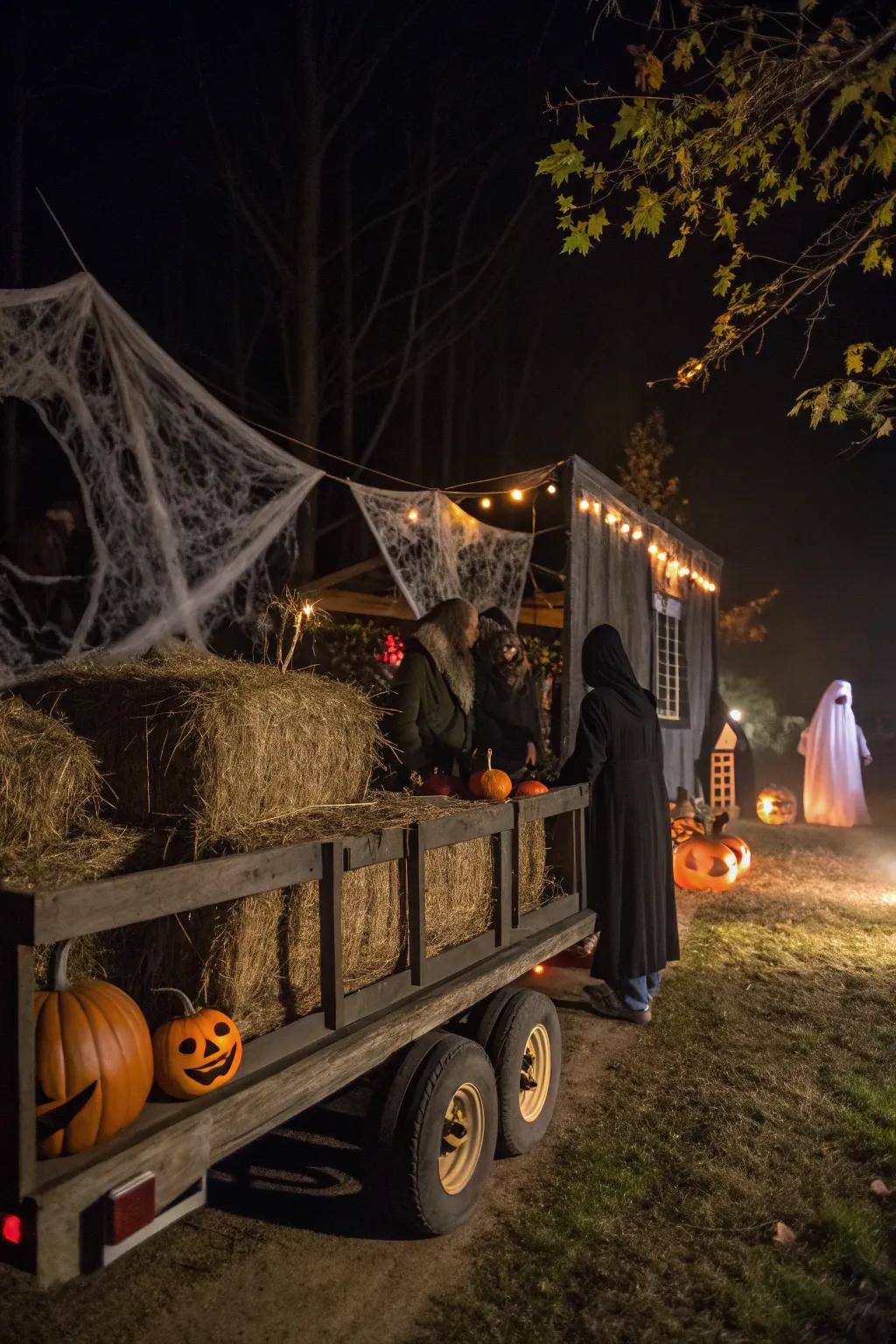 A thrilling haunted ride experience.