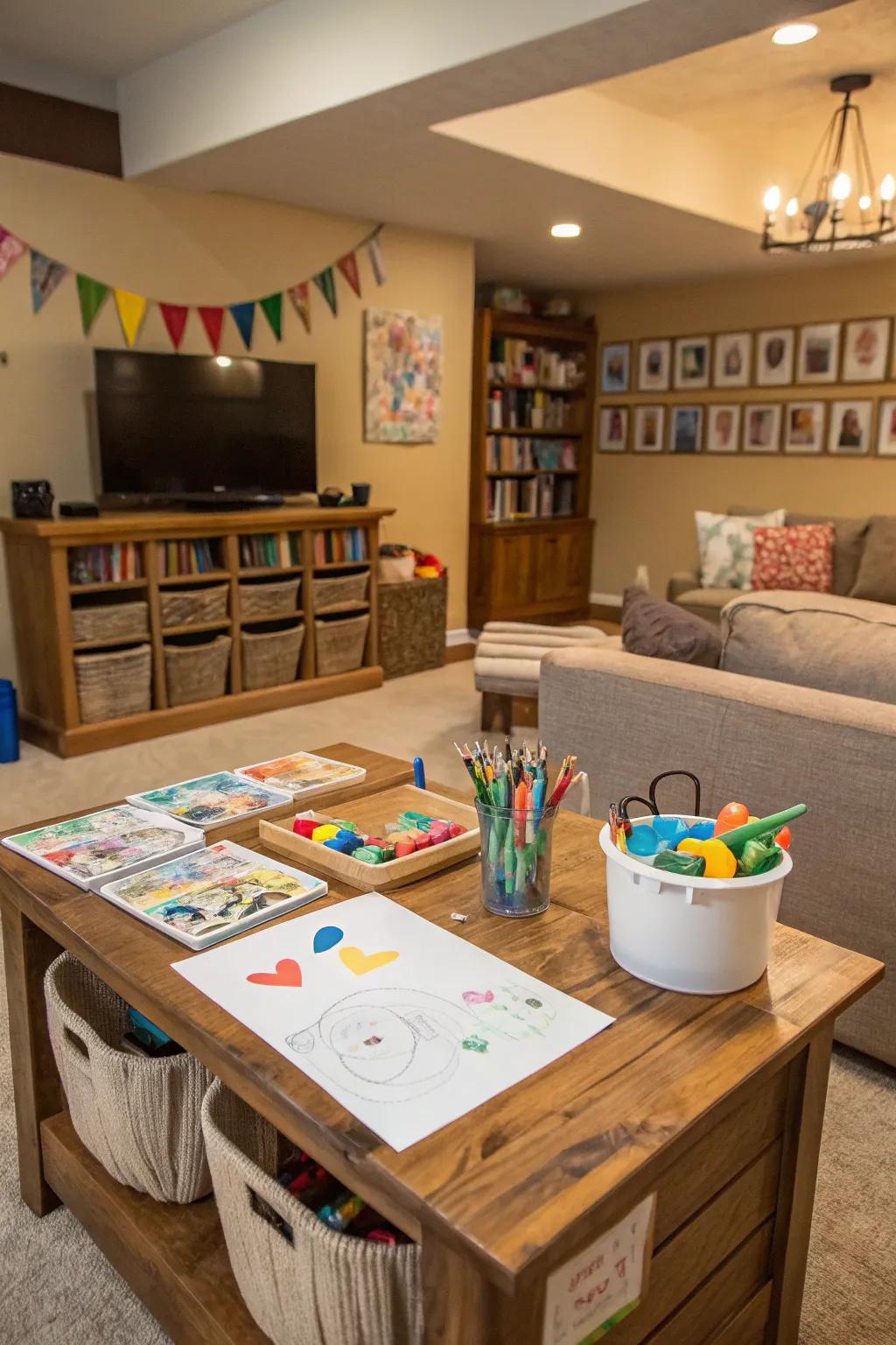 A craft corner that inspires creativity and fun.