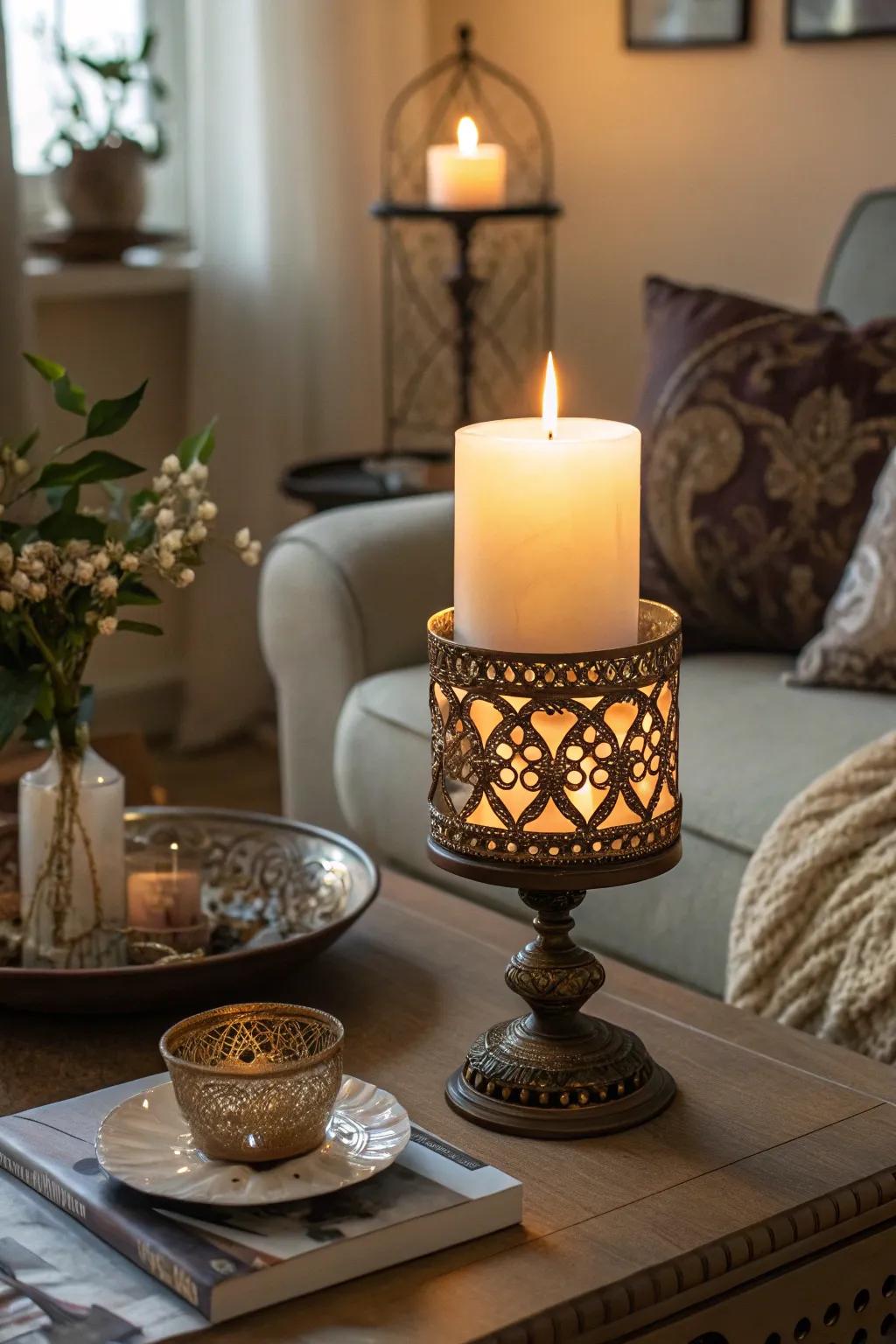 Make a cozy feel with this class fancy light.