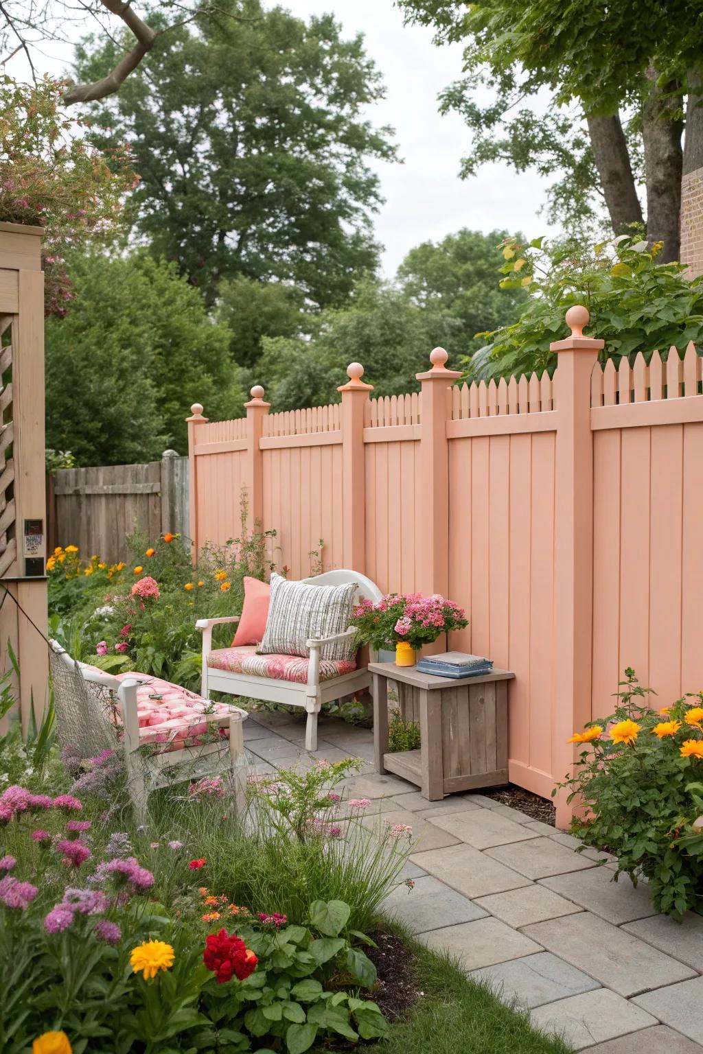 Apricot boundaries provide a subtle, warm glow to gardens.