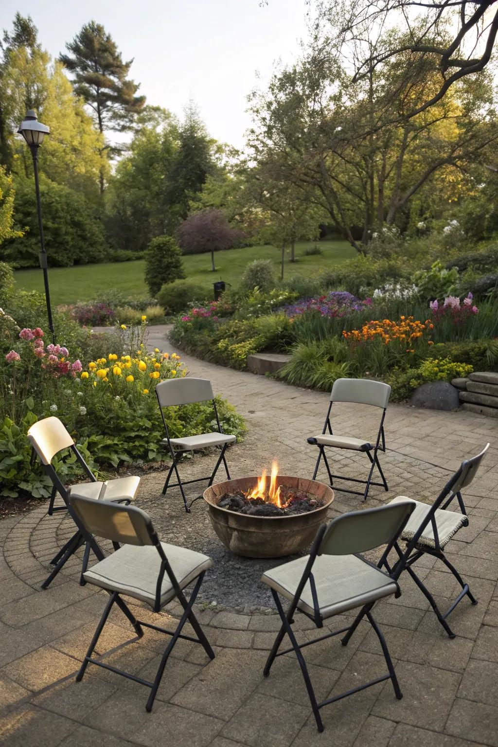 Collapsible seating offers versatile and space-saving seating.