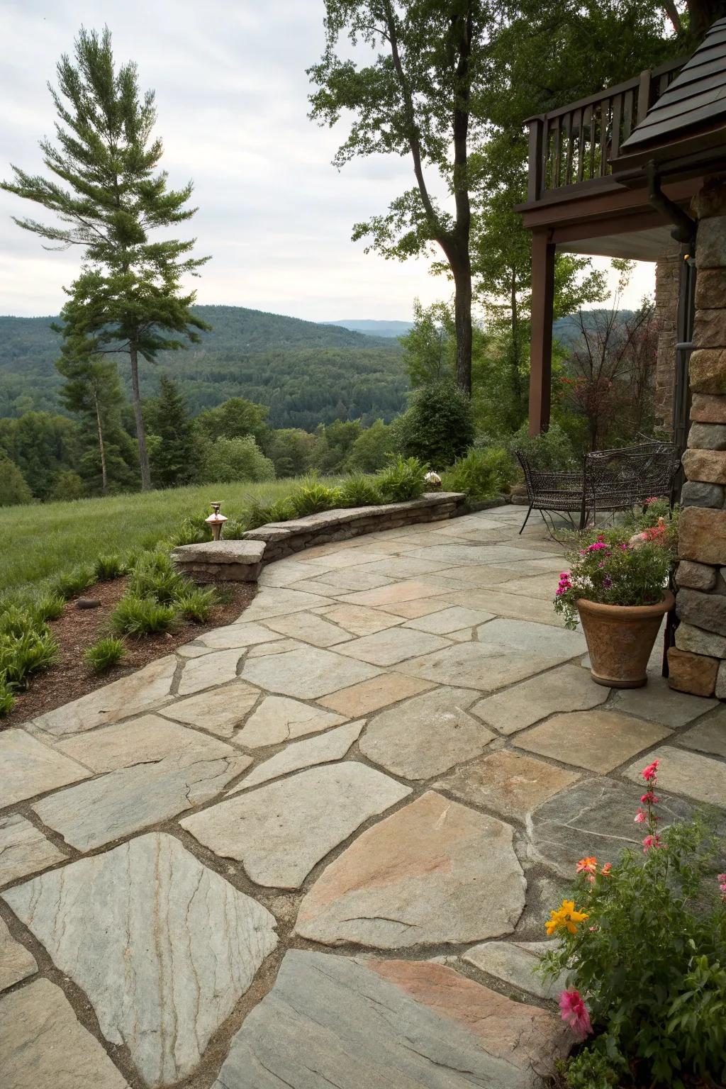 An ecologically balanced flagstone patio.