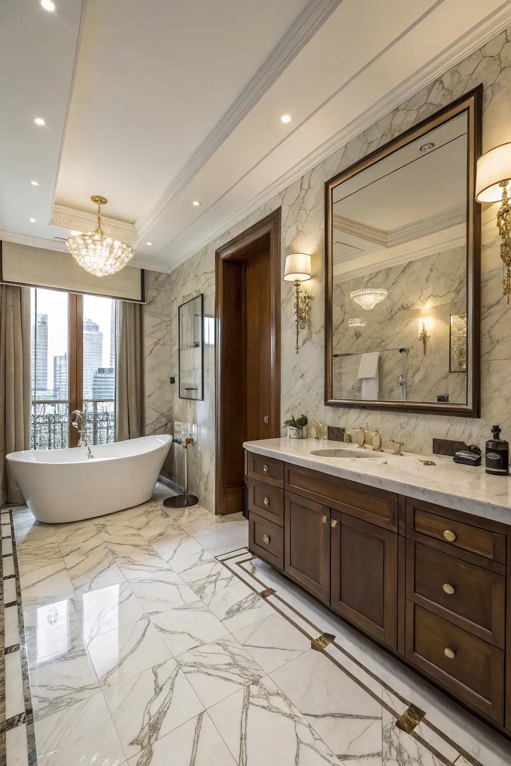 Polished stone tiles bring elegance and sophistication to floor designs.