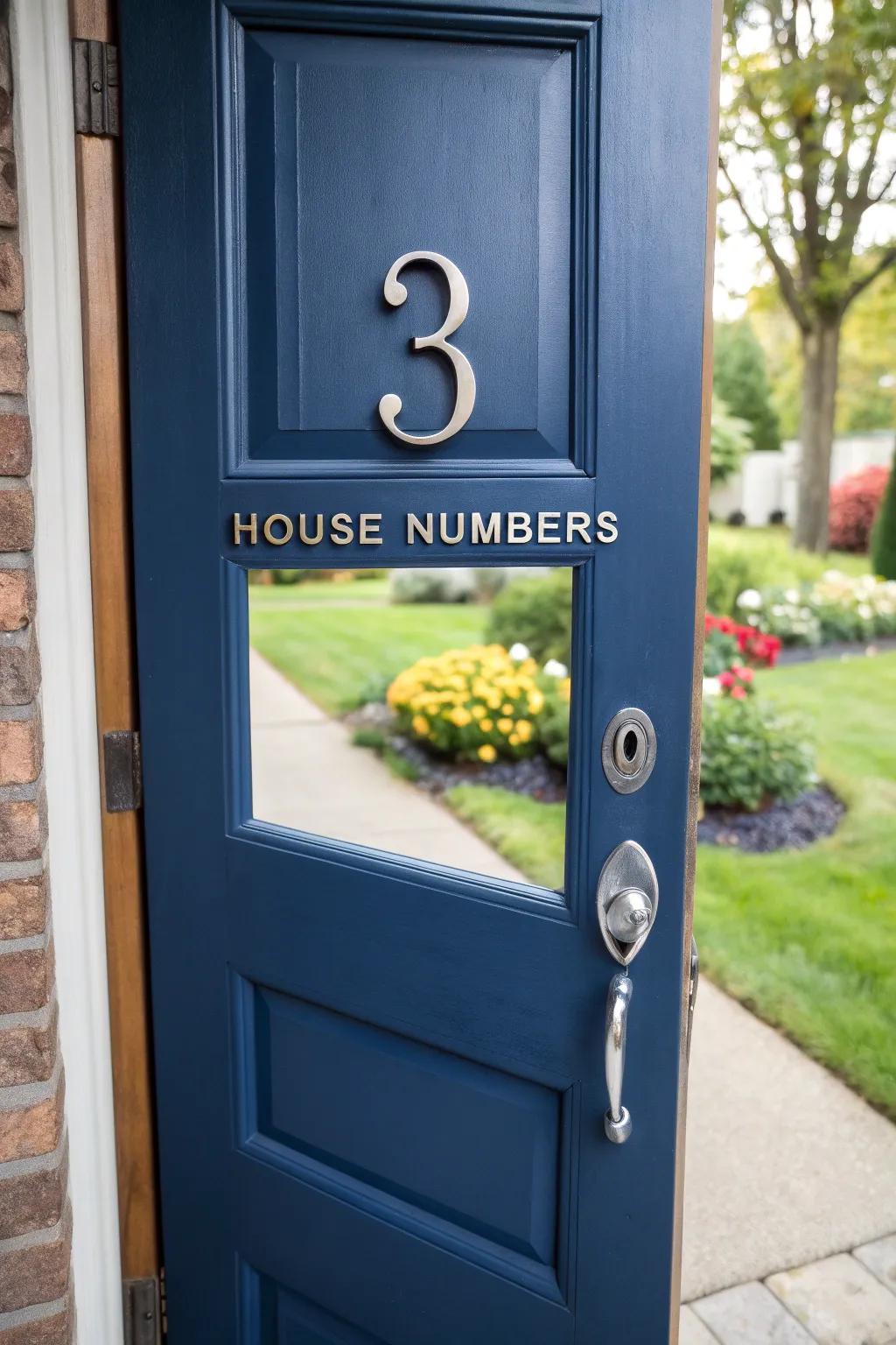 Stylish entrance numbers add a personal touch.