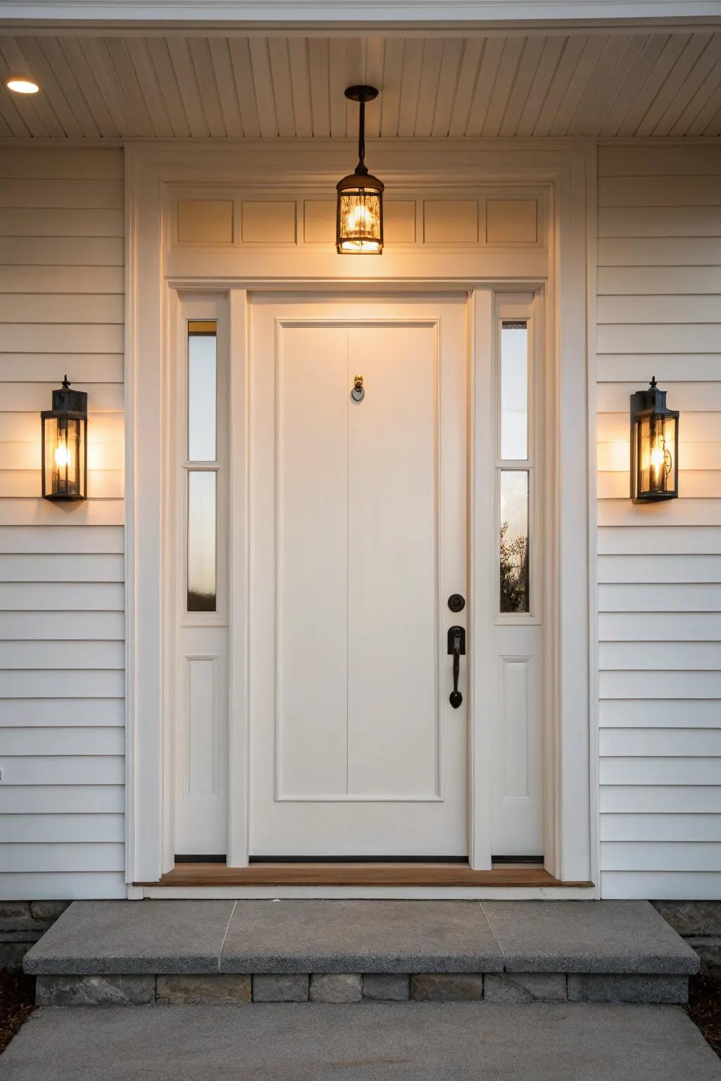 Minimalist lights accentuate simplicity.