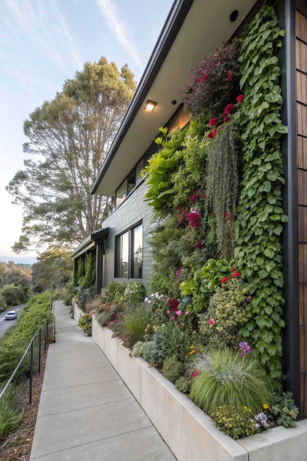A garden on the wall brings nature to your home's exterior.