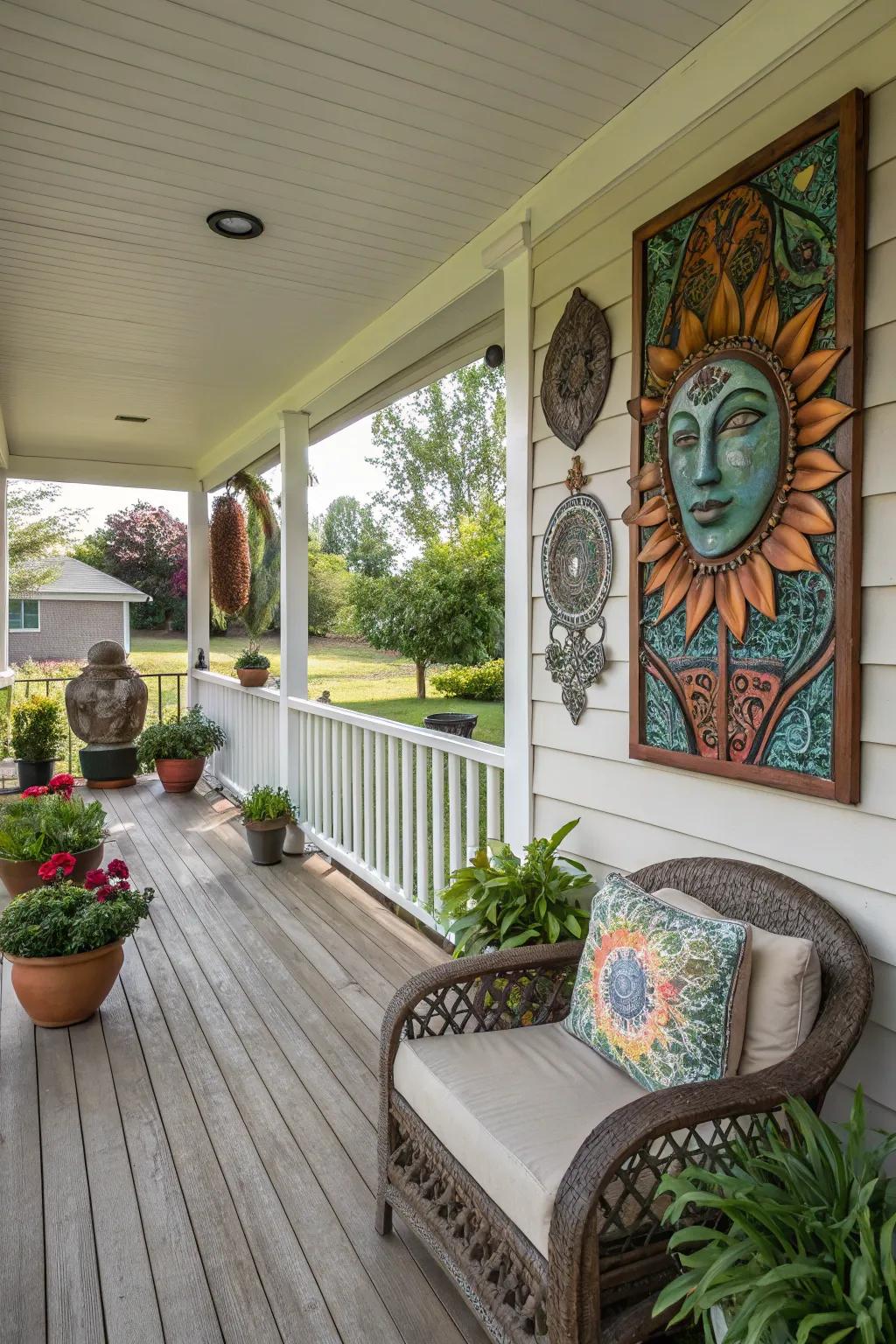 Creative embellishments add an artistic touch and character to your porch.