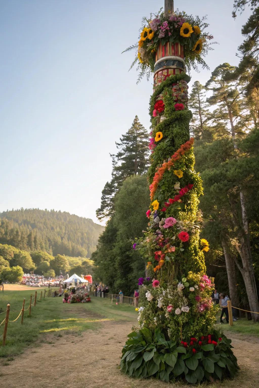 <strong><em>Nature-inspired totems bring a bit of the outdoors to the festival</em></strong>.&rdquo; loading=&rdquo;lazy&rdquo; class=&rdquo;pimg&rdquo;>
	</picture><figcaption><strong><em>Nature-inspired totems bring a bit of the outdoors to the festival</em></strong>.</figcaption></figure>
<p>Use natural things like flowers or leaves to make a nature-inspired vibe. My flower totem was a refreshing and sweet-smelling sight among all the people.</p>
<h3>A few relevant products:</h3>
<ul class=
