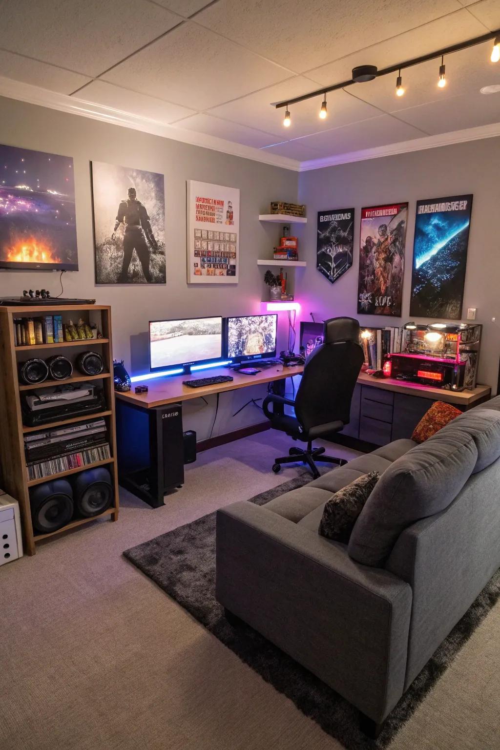 A multi-functional space allows gaming and productivity.