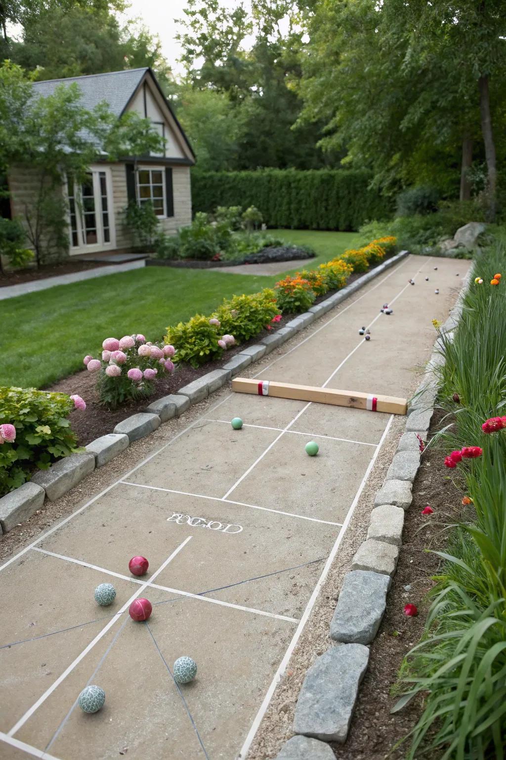 Driveways can double as recreational spaces with a ball court.