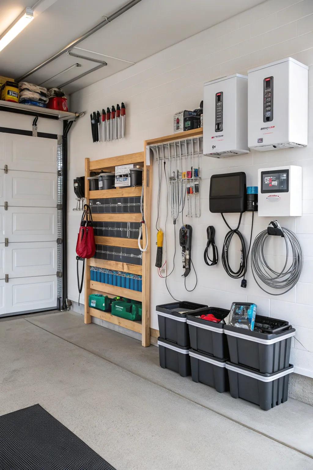 A charging station ensures gadgets are always ready for use.