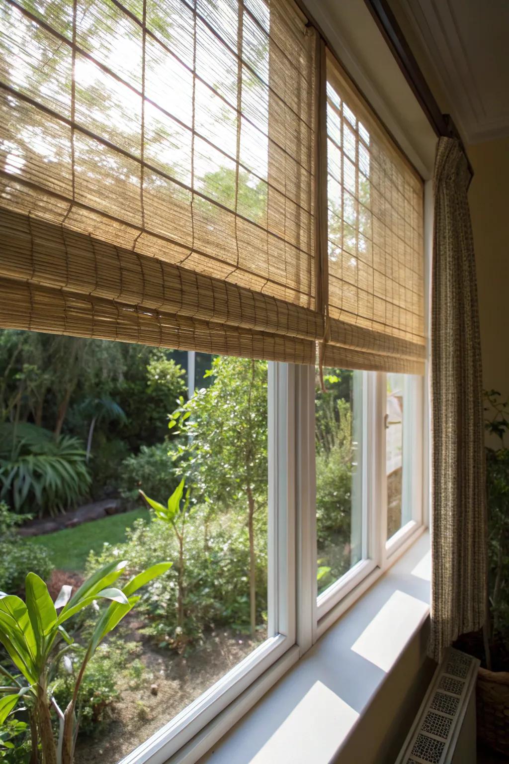 Bamboo shades bring natural beauty indoors.