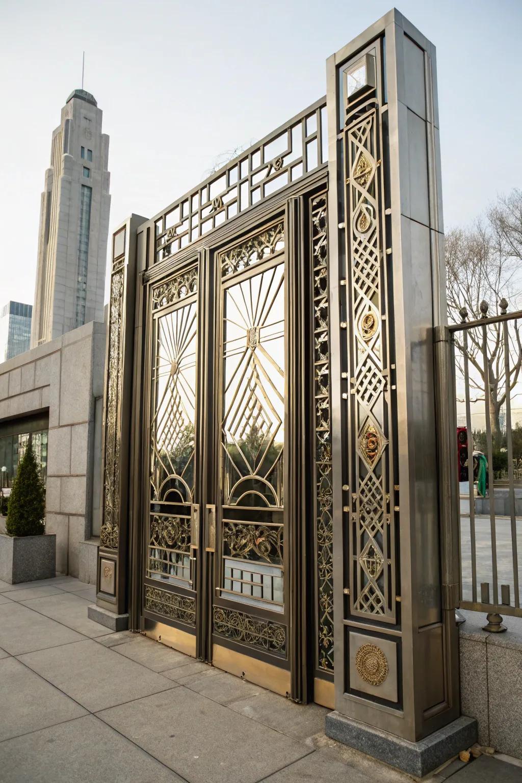 An glamour deco gate brings a touch of 1920s glamour.