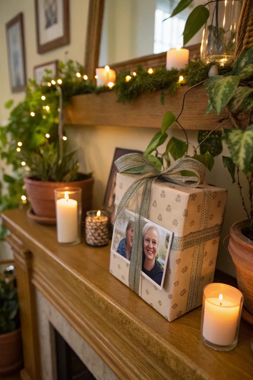 Gift with ribbon and photo combo