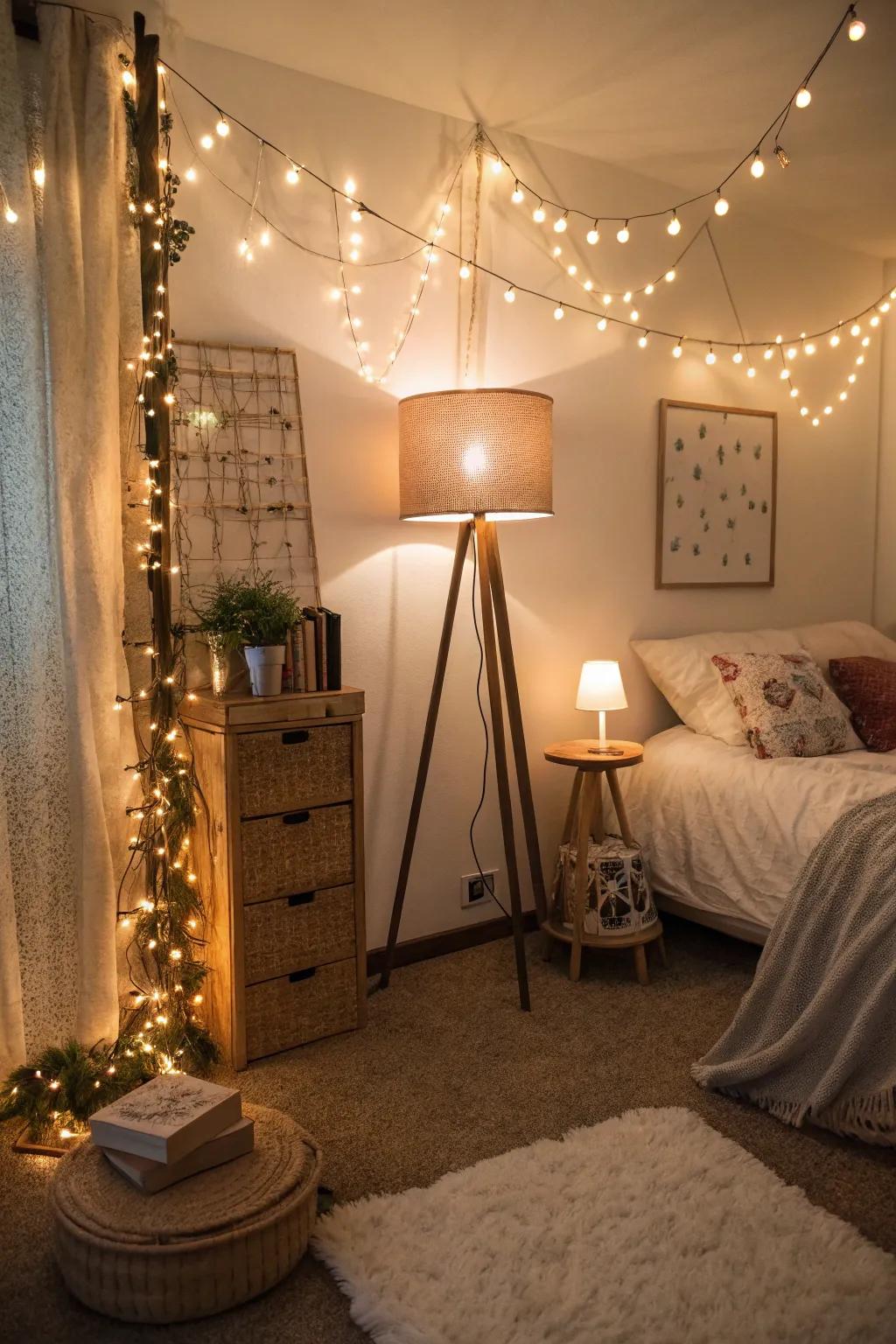 Layered illumination creates a cozy ambiance for relaxing evenings.