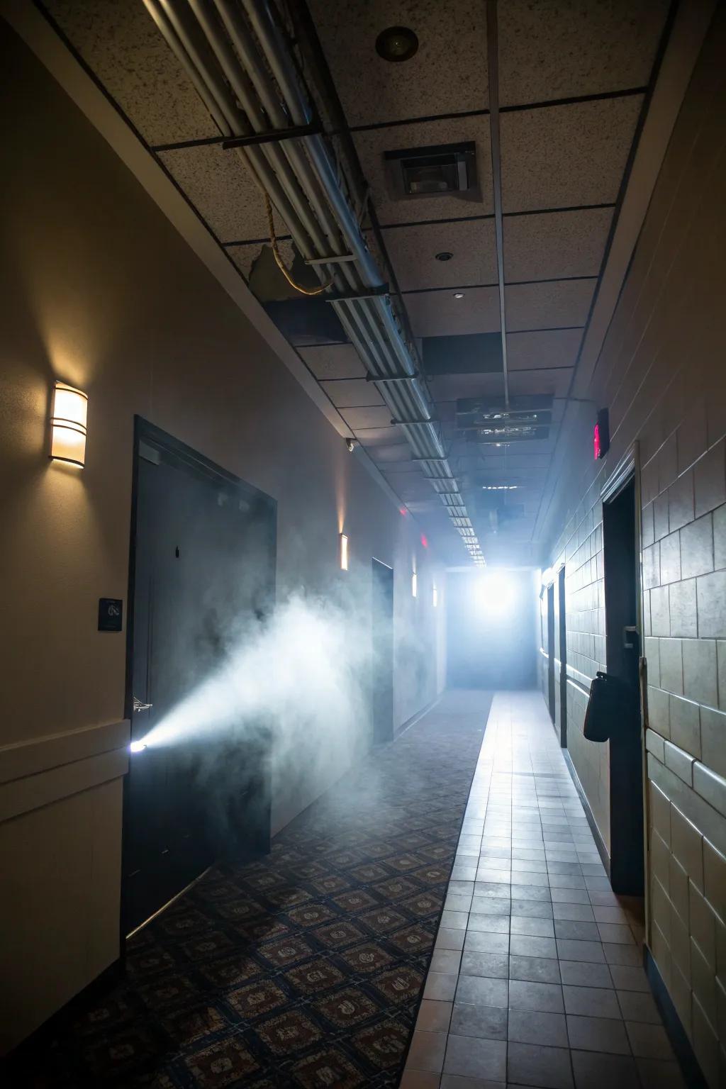 A fog machine adds an ethereal atmosphere.