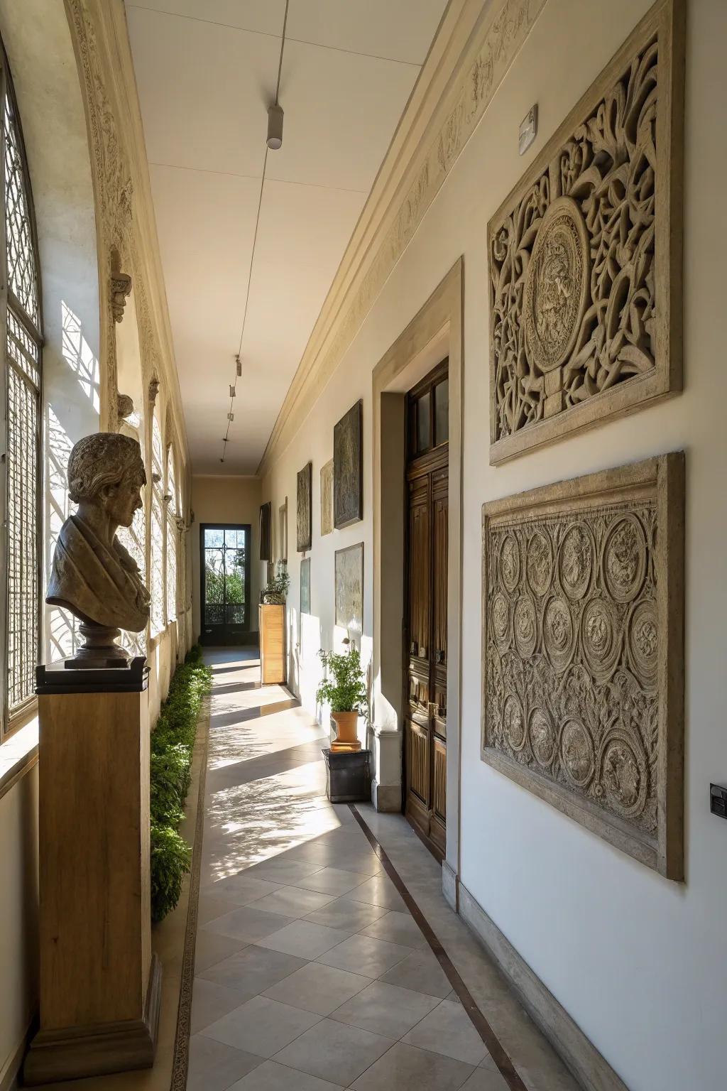 Three-dimensional elements add a captivating dimensional contrast.