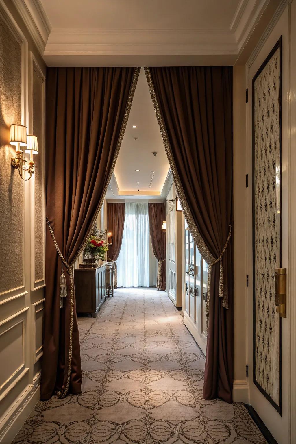 Incorporate warmth and flexibility using curtain-covered closets.