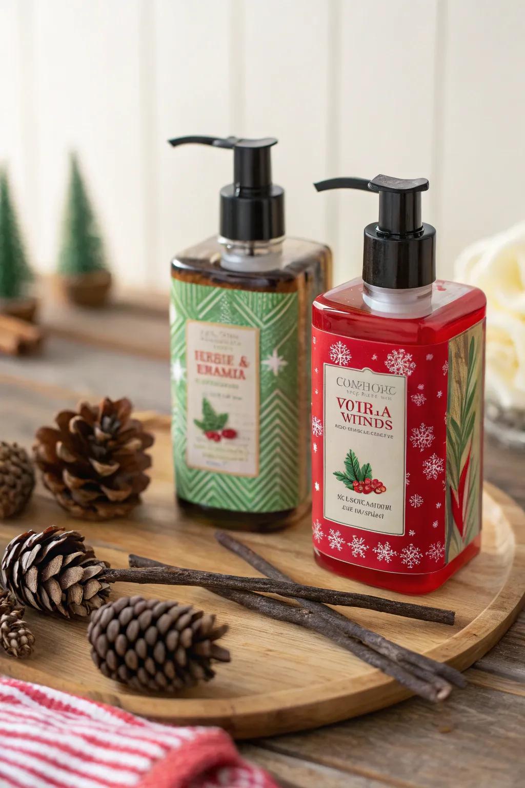 A delightful combination of festive-scented liquid soaps