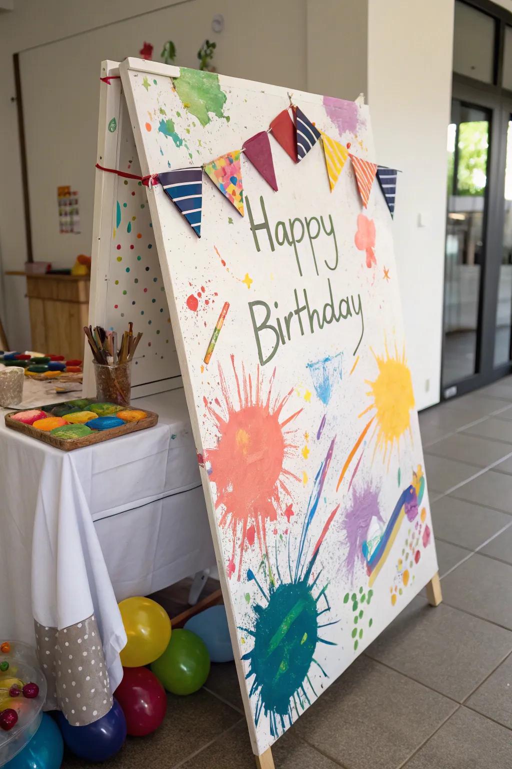 An artistic birthday display bursting with creative expression.