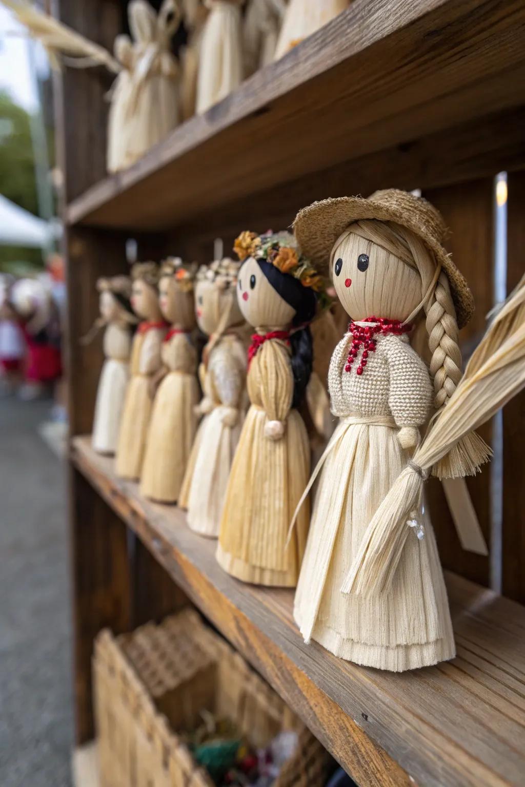 Charming fiber husk figures incorporating a nostalgic touch.
