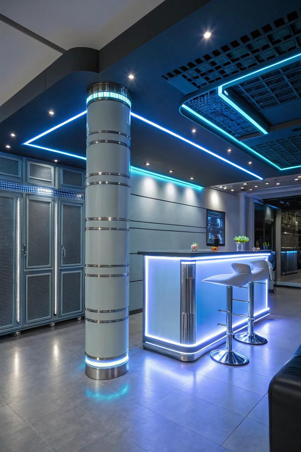 Embrace the future with a sleek and modern holiday theme.