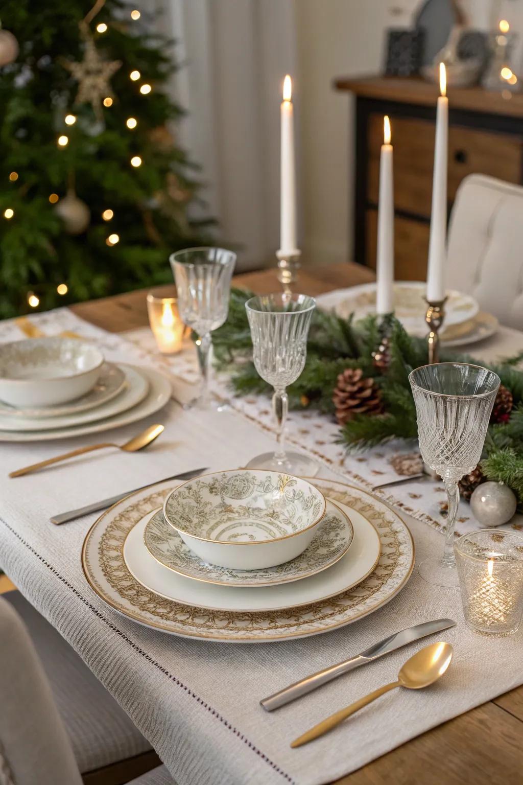 Matched tableware draws your holiday table together.