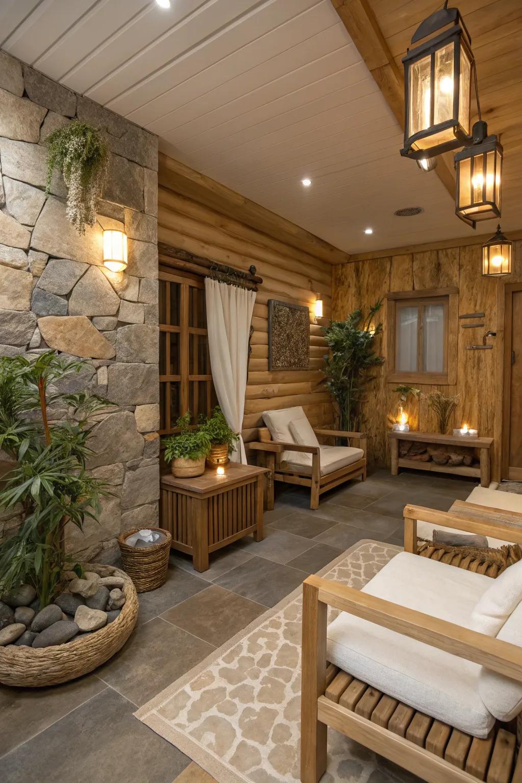 Organic elements add warmth and a touch of nature to your salon.