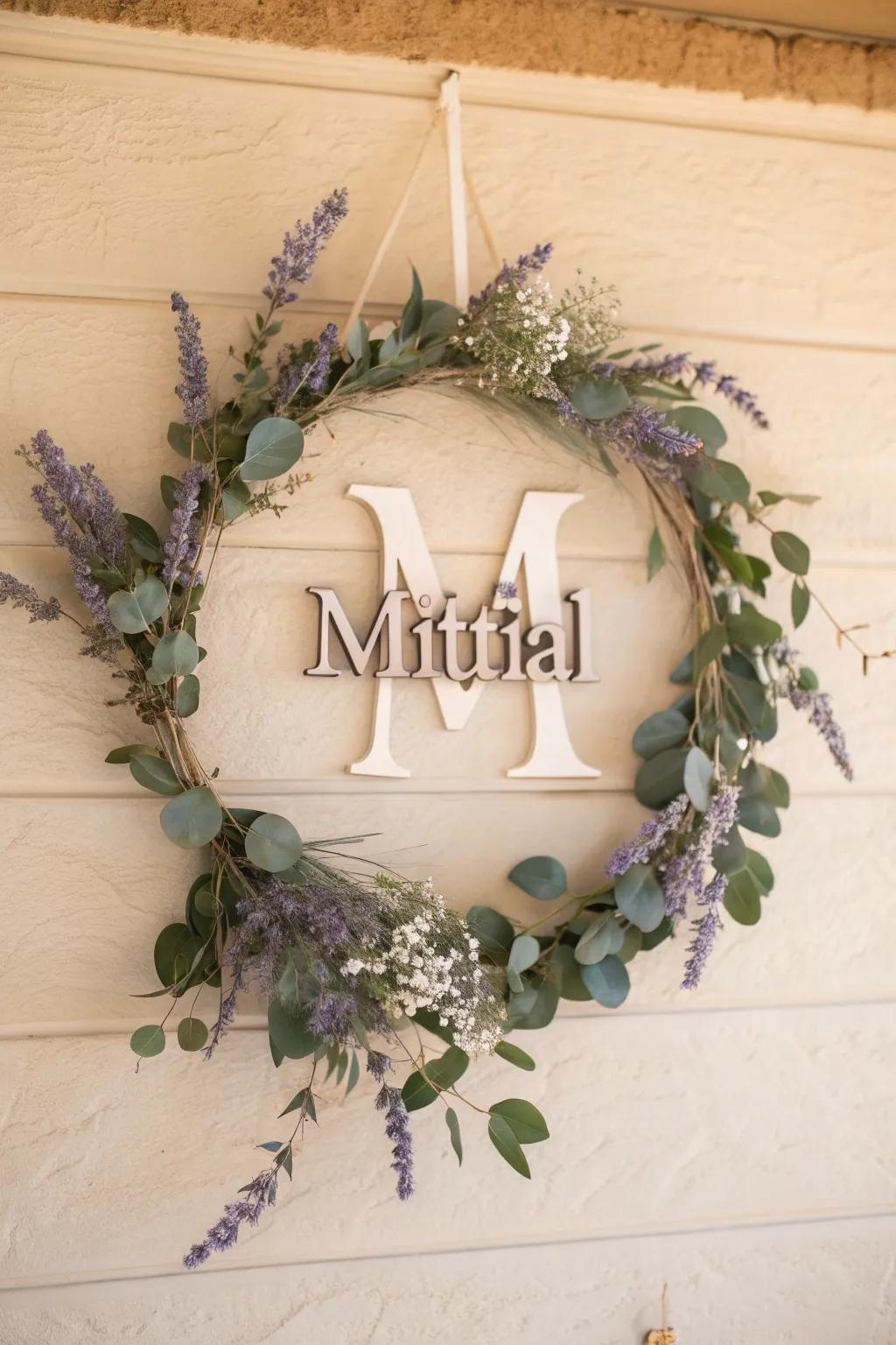 Elevate your entryway with a personalized lettered wreath that embodies simplicity and natural beauty.