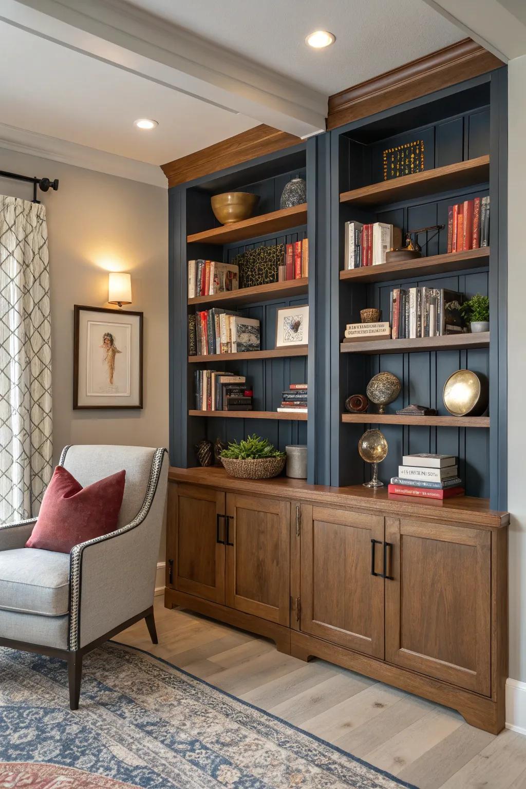 Elevate your storage solutions with stylish built-in shelves. 📚 #StorageSolutions #HomeOrganization #InteriorDesign