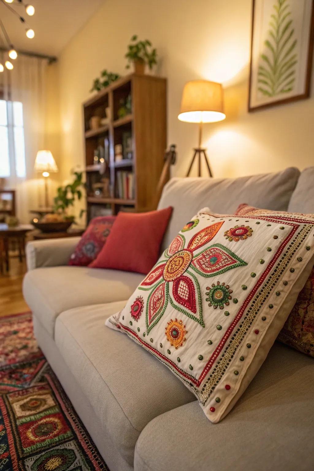 Personal projects inject a personal nuance into living room decor.