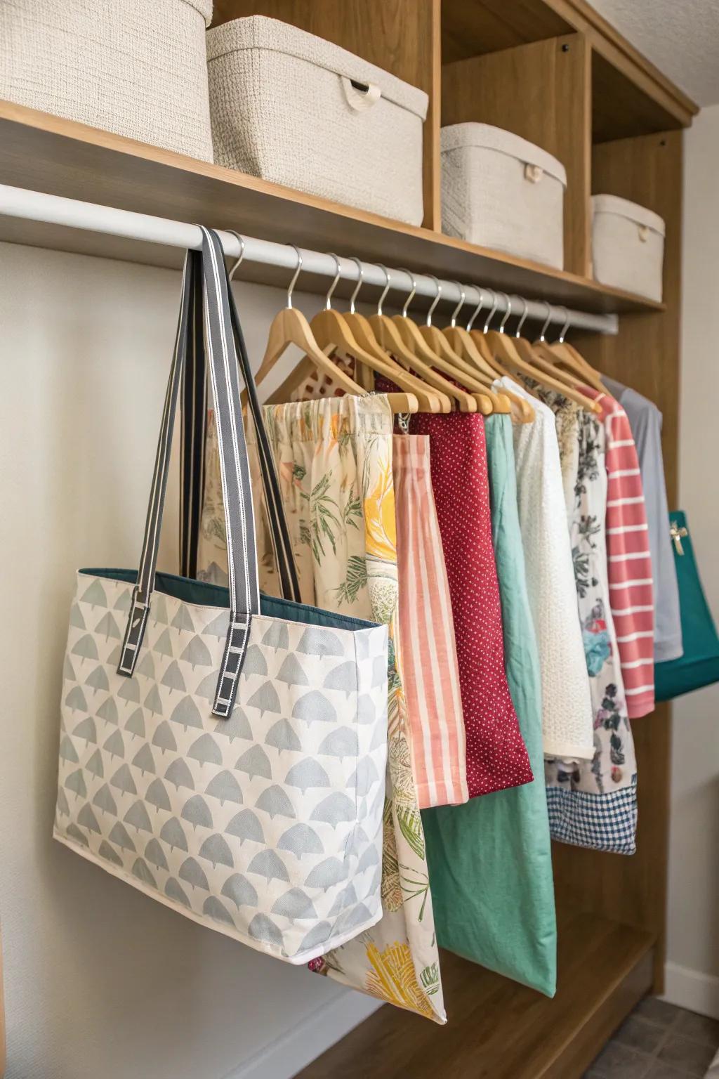 Suspension rods provide a vertical and elegant storage solution.