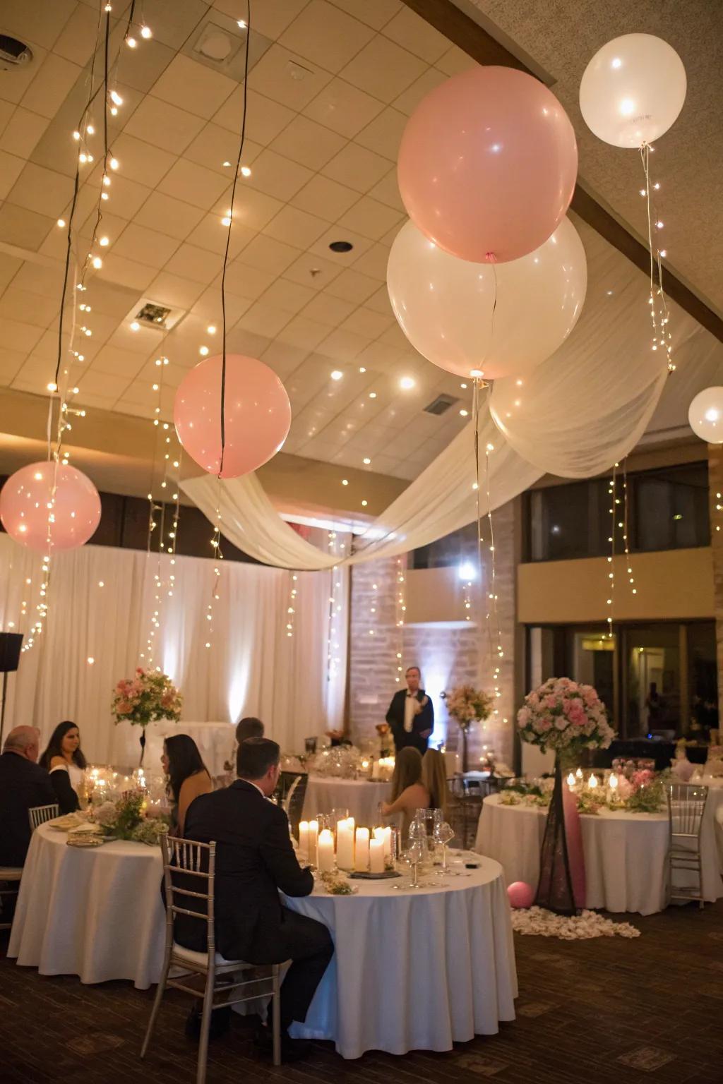 Balloon lights add a whimsical, delightful touch to the wedding.