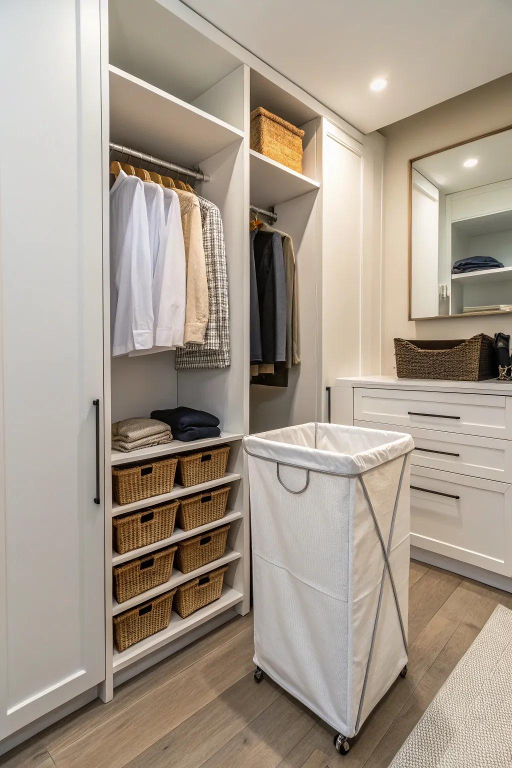 Keep your closet tidy with a cleverly concealed hamper.