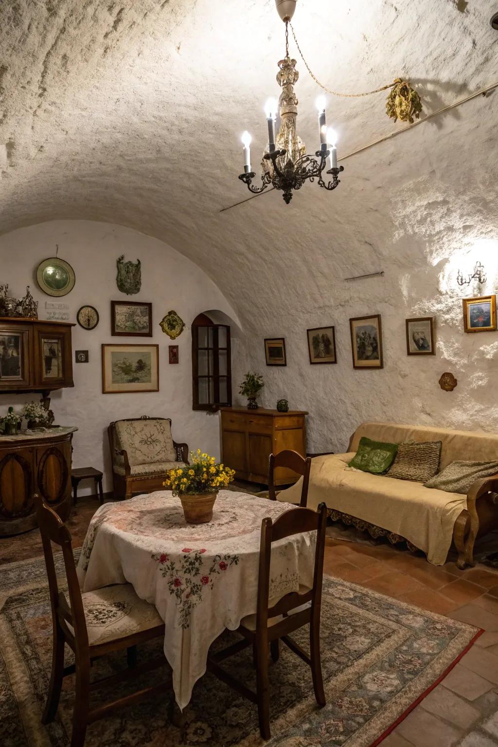 Vintage decor adds timeless charm to contemporary earth-sheltered houses.