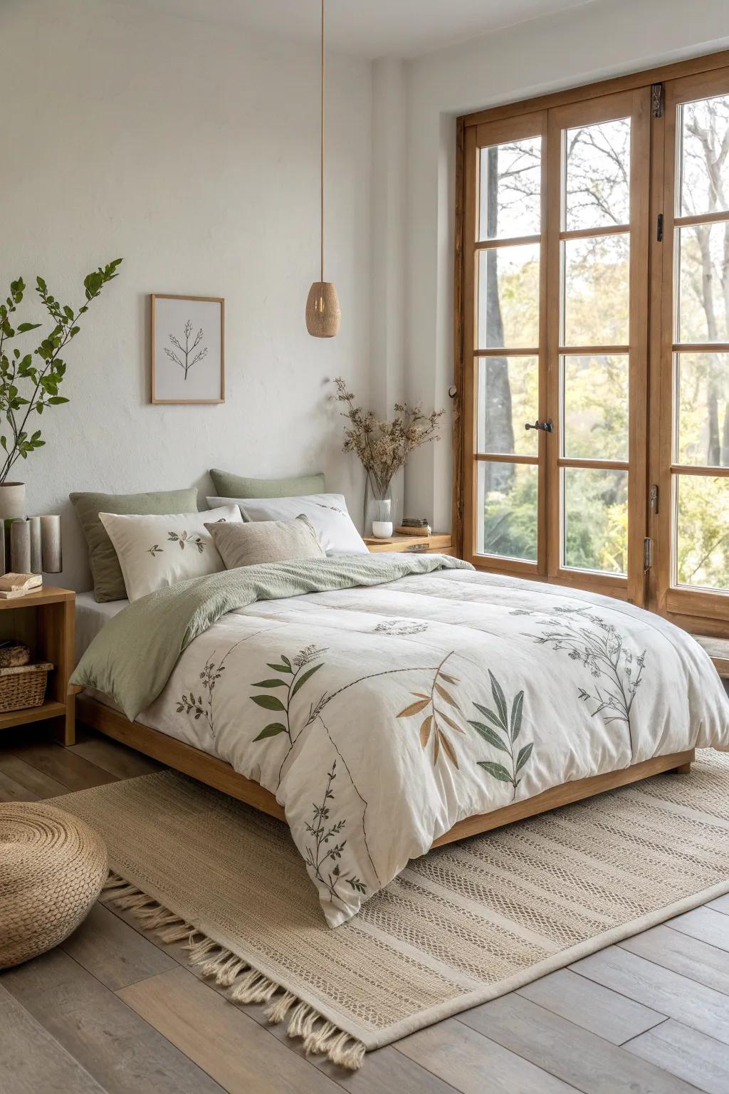 Nature-inspired patterns add a touch of the outdoors to your calming sanctuary.