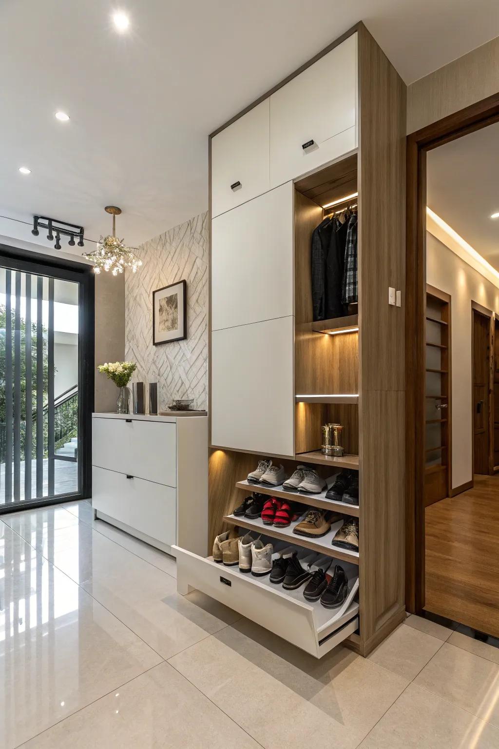 Keep it sleek with a shoe cabinet.