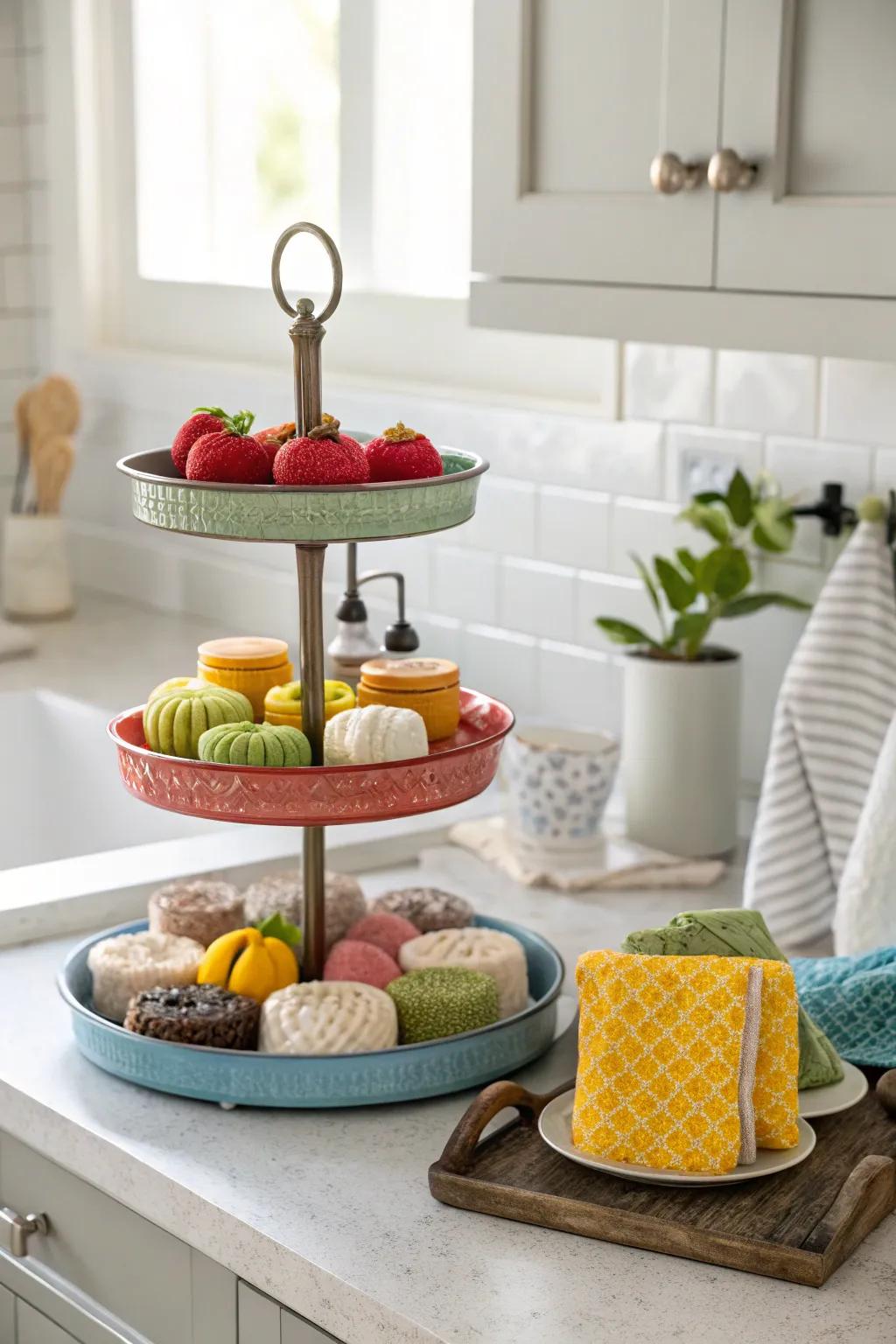 Vertical arrangements to optimize counter space.