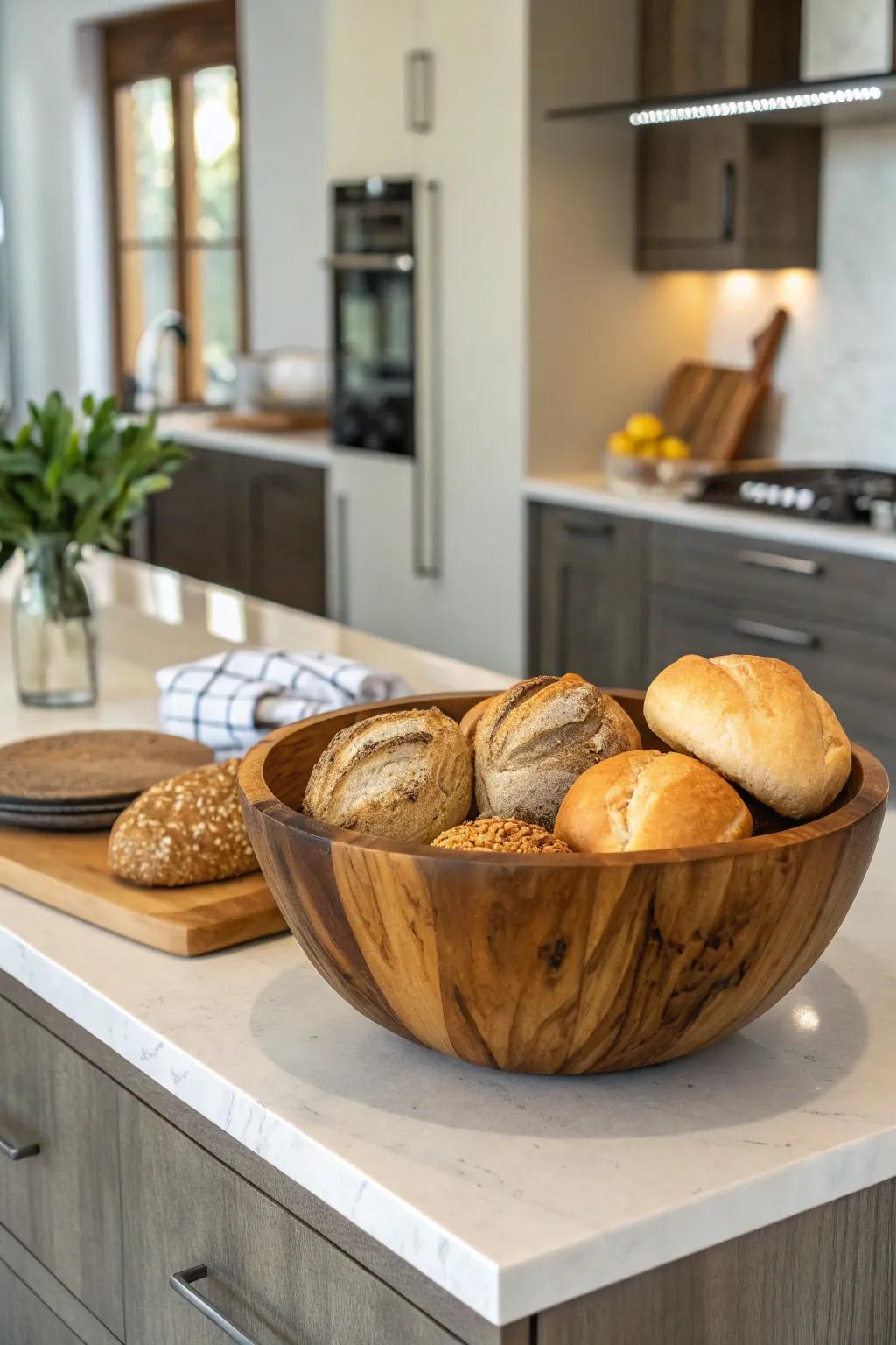 A striking bread holder is both practical and decorative.