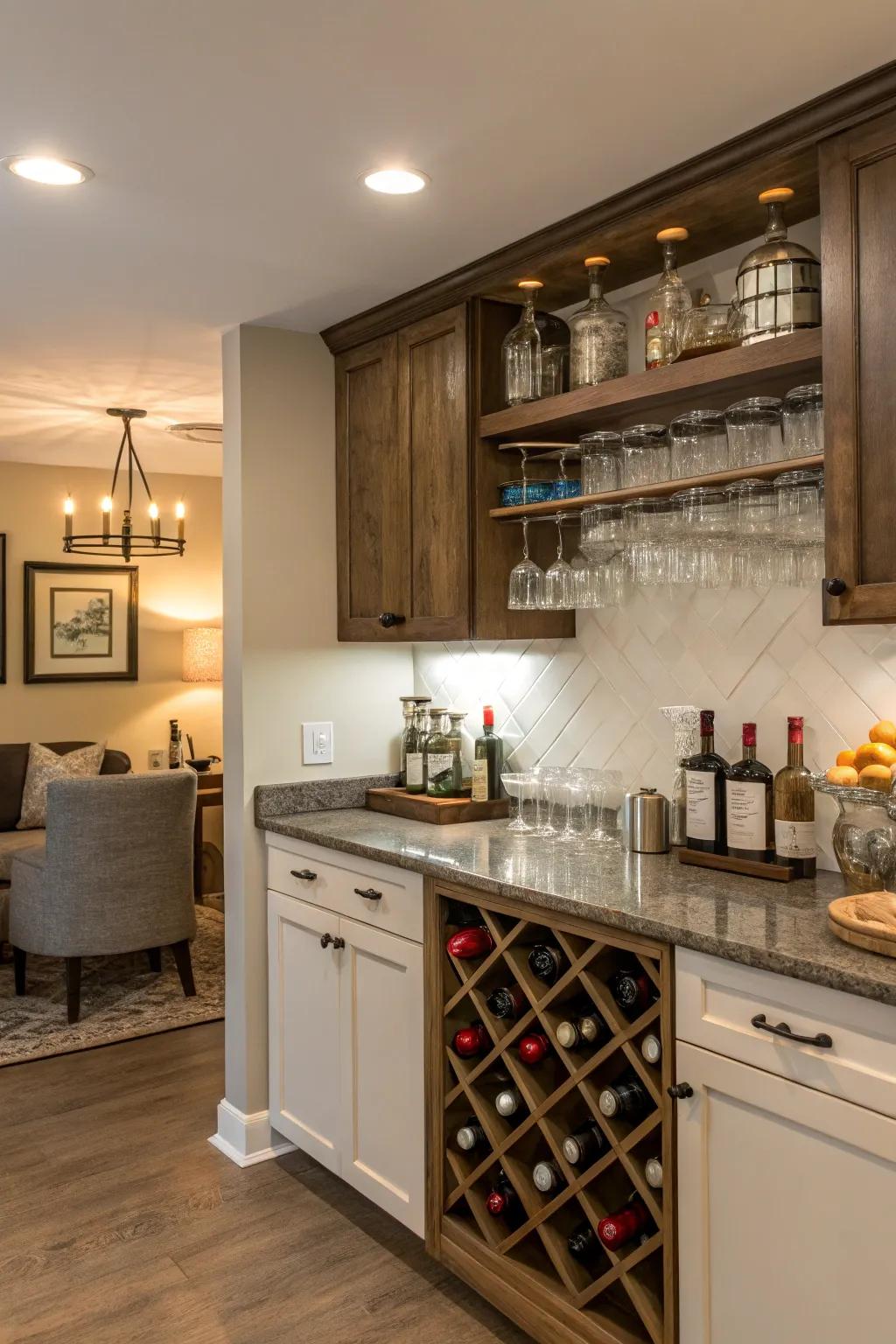 A bar corner adds a fun and functional element to your kitchen.