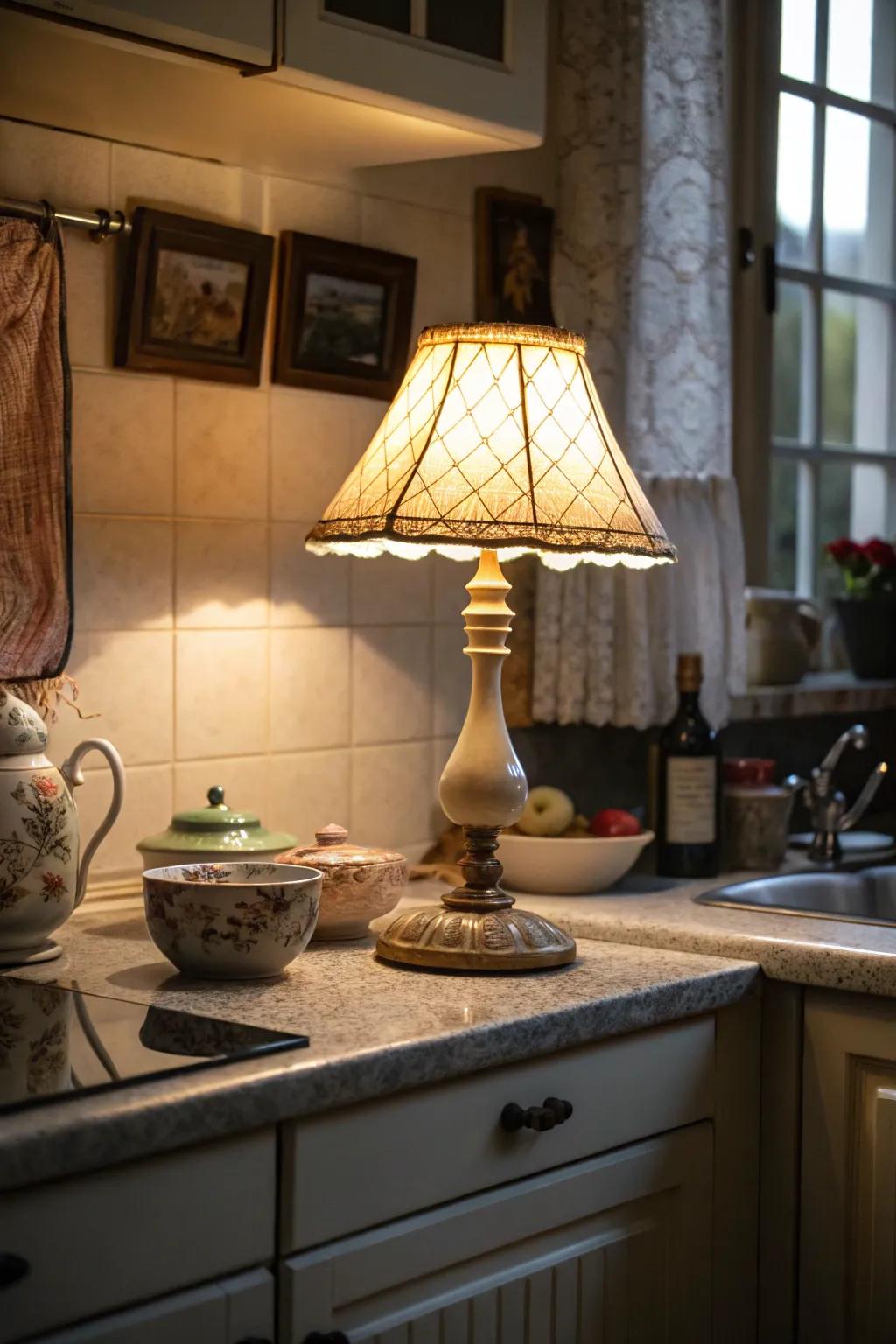 Bring out the best in your kitchen vignette with lighting.