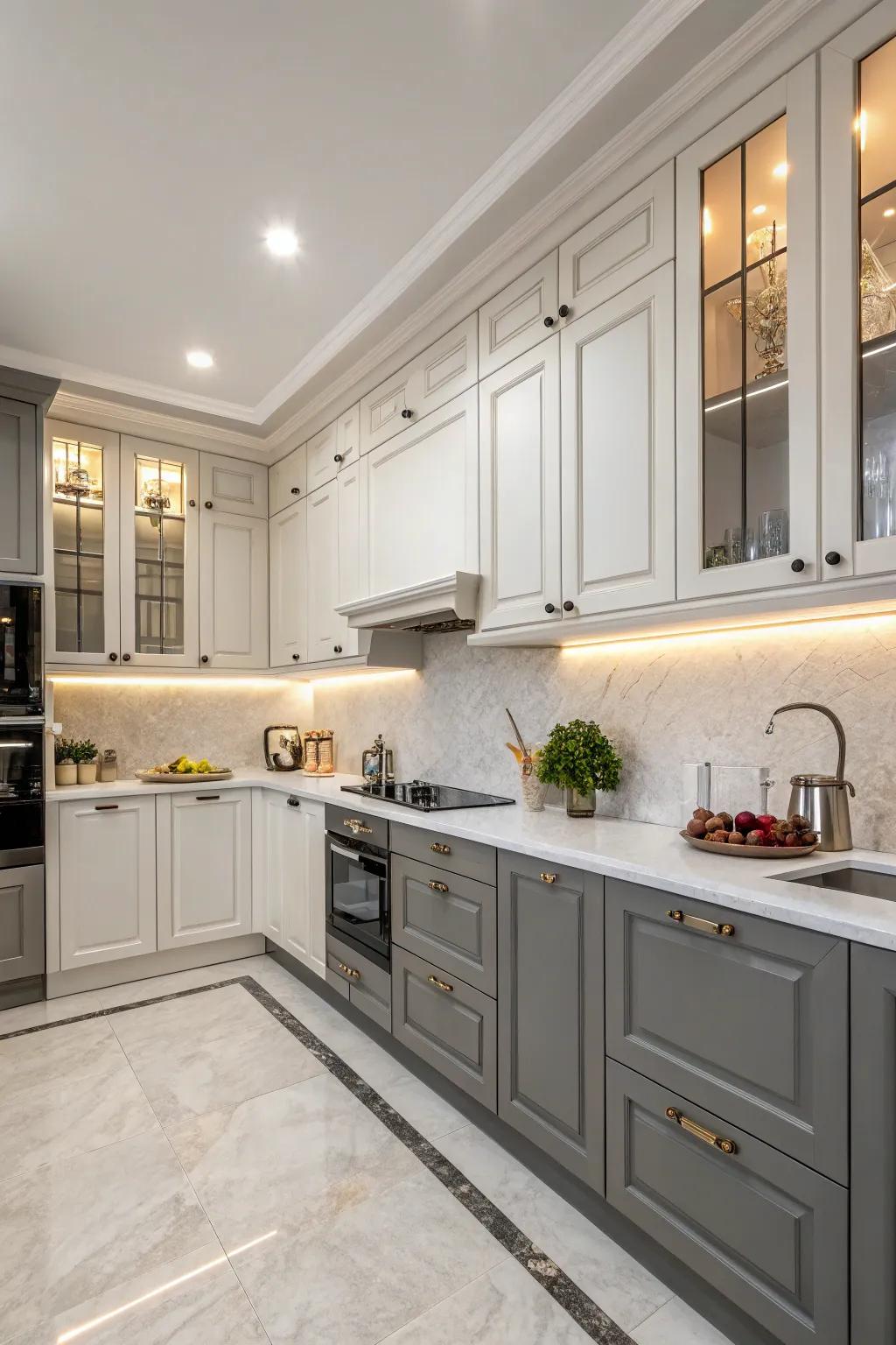 Dual-tone cabinets adding a bold and modern twist.