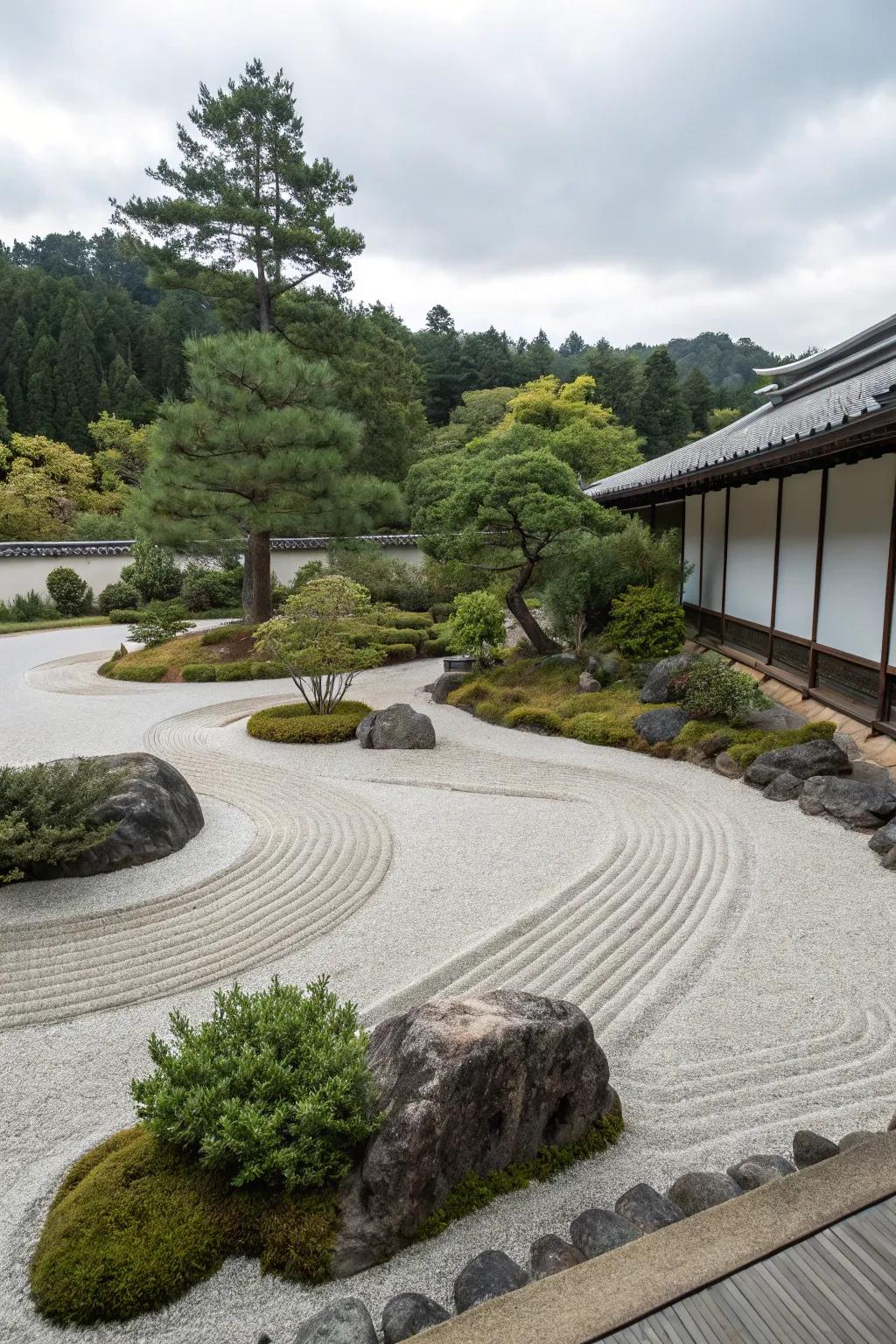 Crafting a serene escape with a Zen garden island.