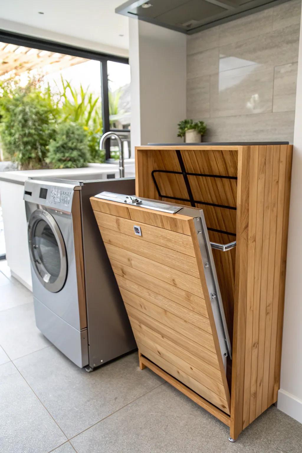 An eco-friendly laundry chute made from sustainable materials.