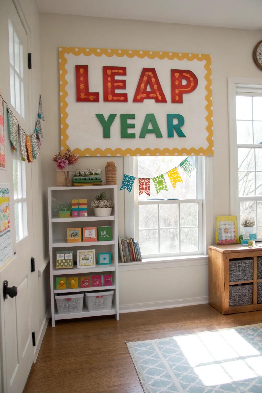 Handmade Leap Year signage adds a personal touch to your decor.