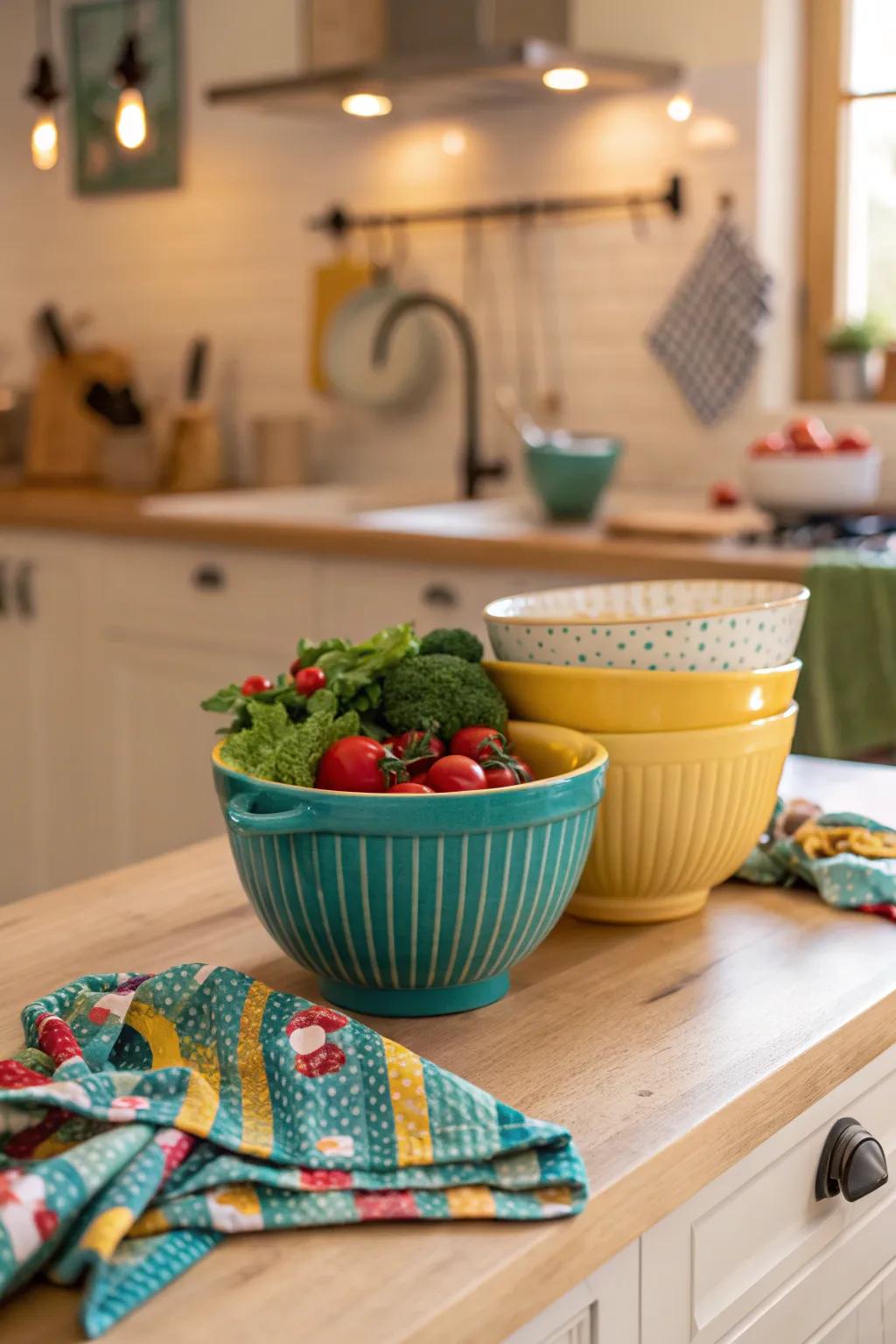 Infuse your kitchen with personality using colorful accents and accessories.